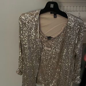 New with tags silver sequin tank and cardigan